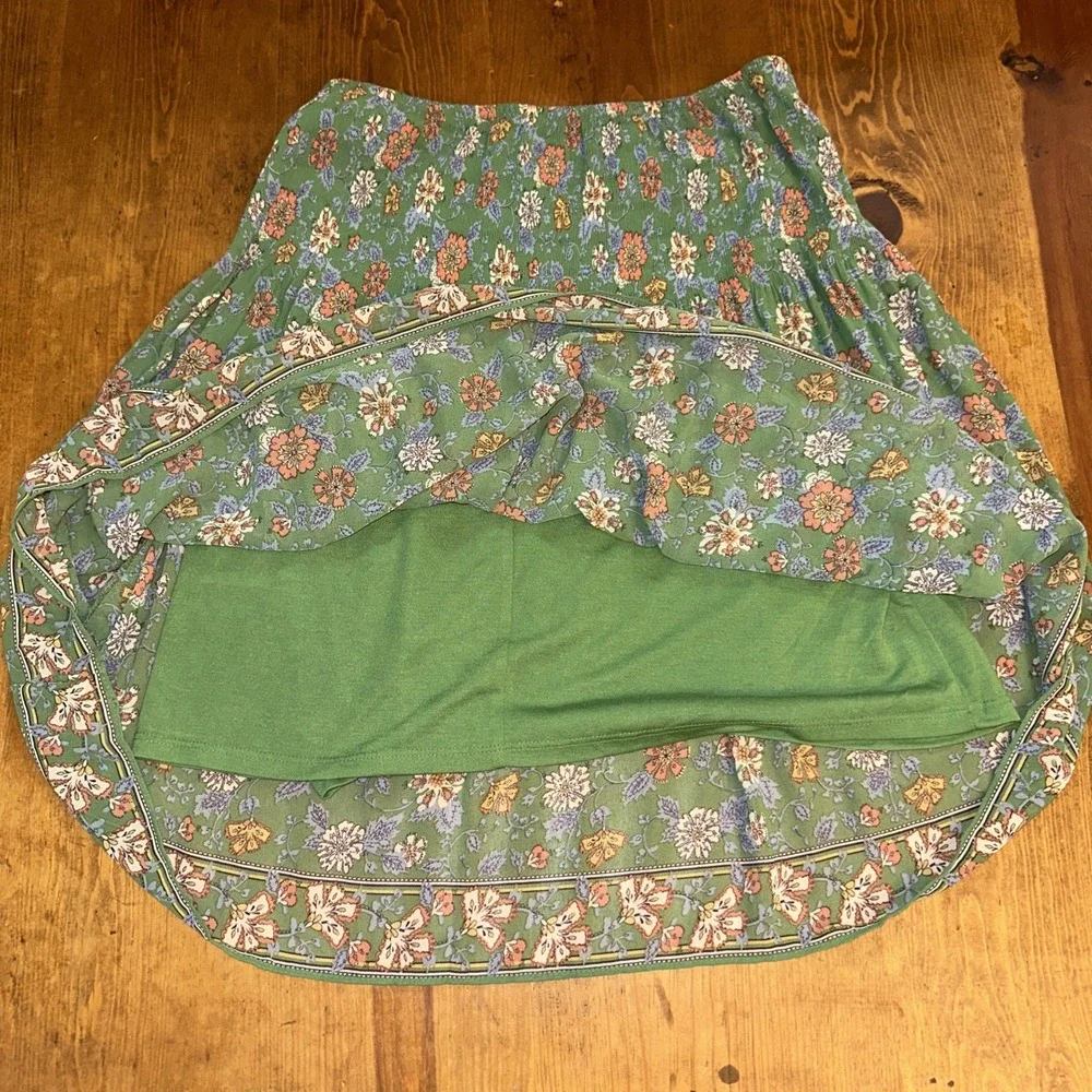 Max Studio Womens Floral Pull On Skirt Skort Green Size Small‎ Boho NWT - Picture 5 of 6